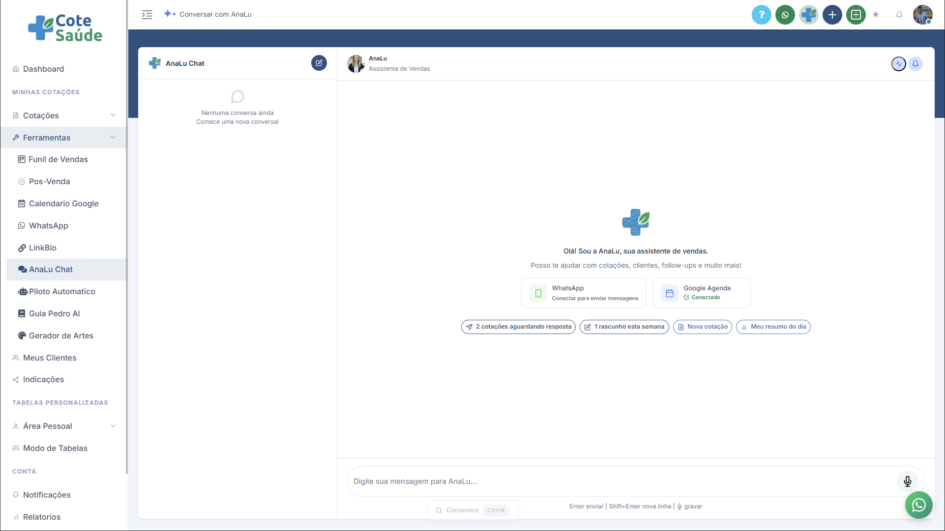 Funil de Vendas - Cote Saúde